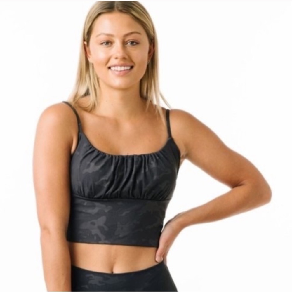 Zyia Gray Battleship Camo Lux Ruched Bra - Medium